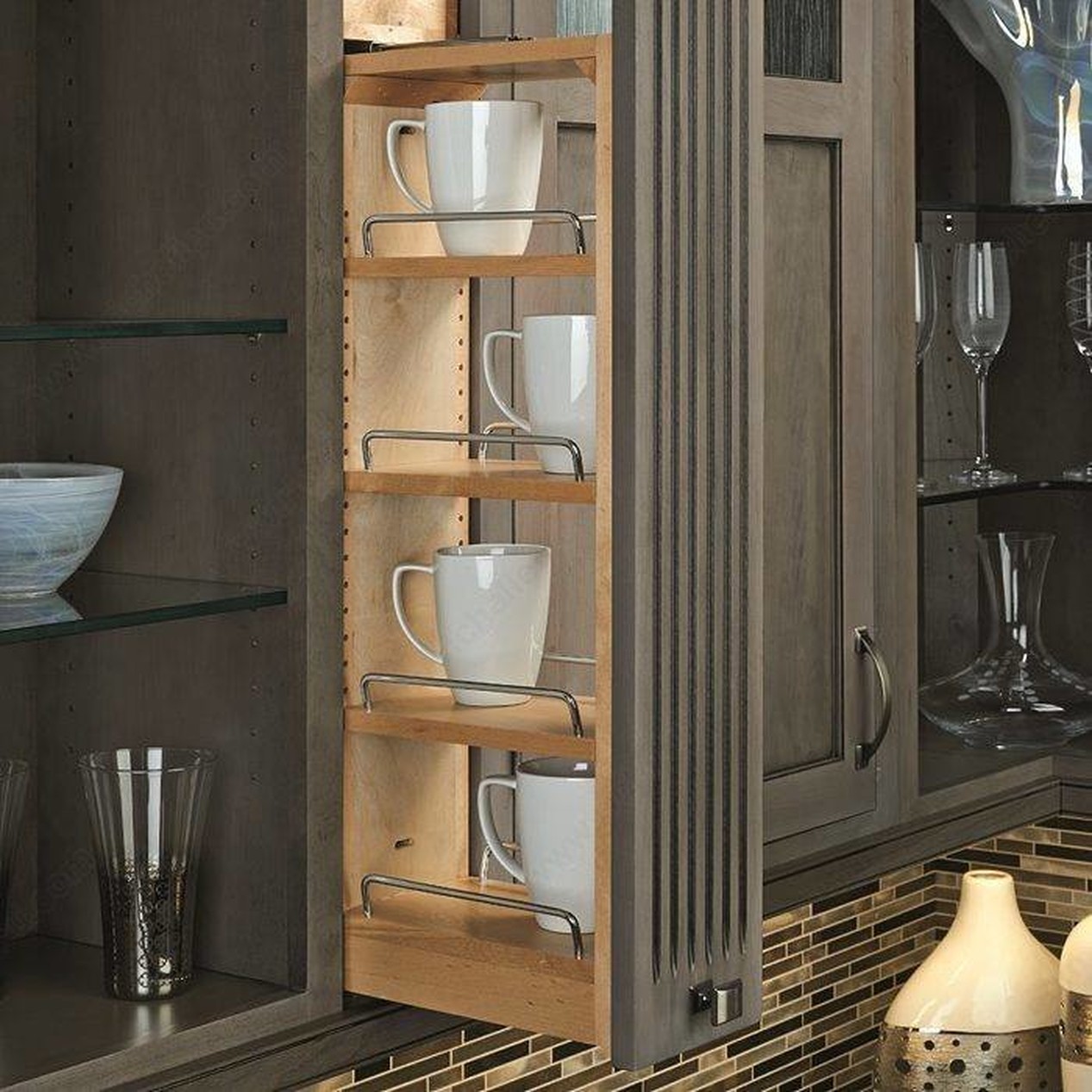 Easily find EVERYTHING in your cabinets with custom pullouts!